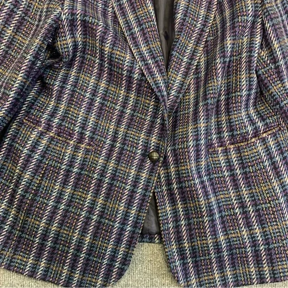 Y2K Alia Petites Wool Blend Plaid Blazer - Picture 4 of 9